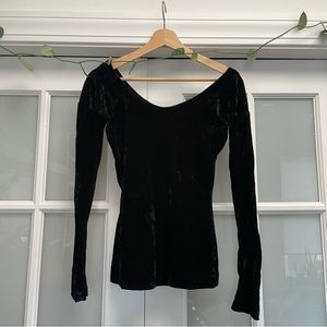 90s Betsey Johnson Black Velvet Scoopneck Top